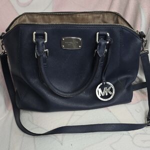Michael Kors Blue Satchel with Silver Hardware